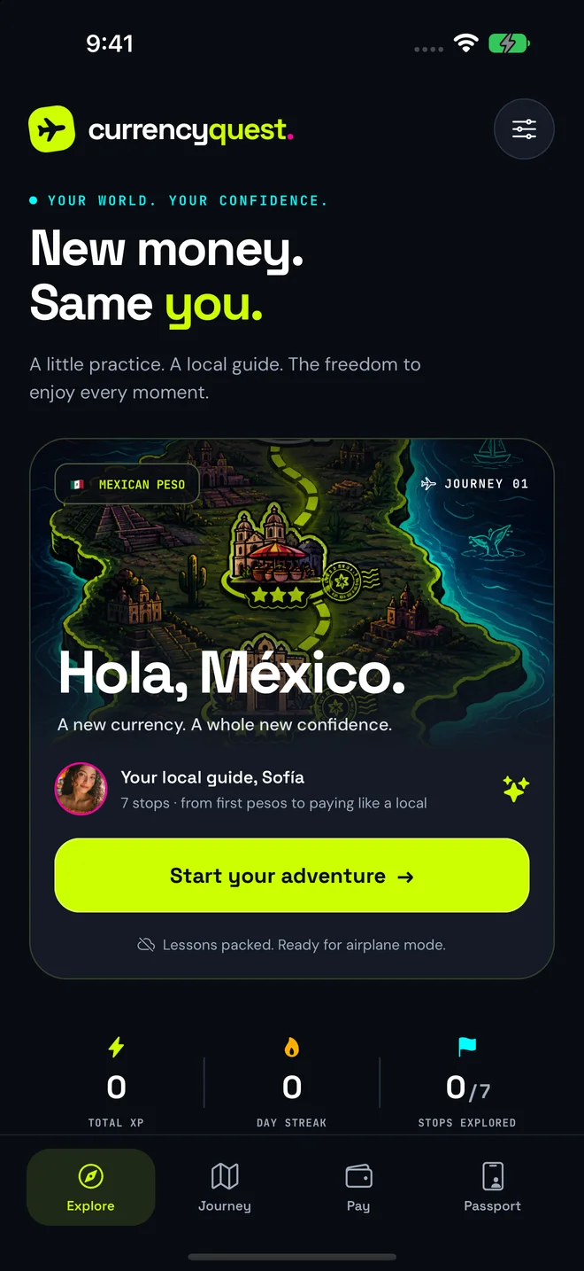 CurrencyQuest home screen