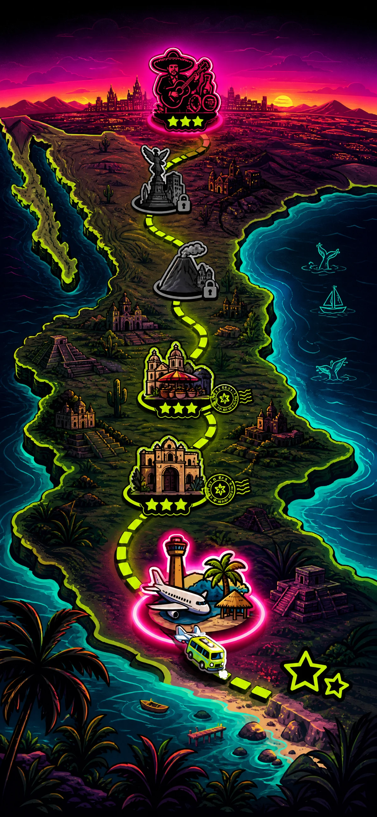 Illustrated México journey map