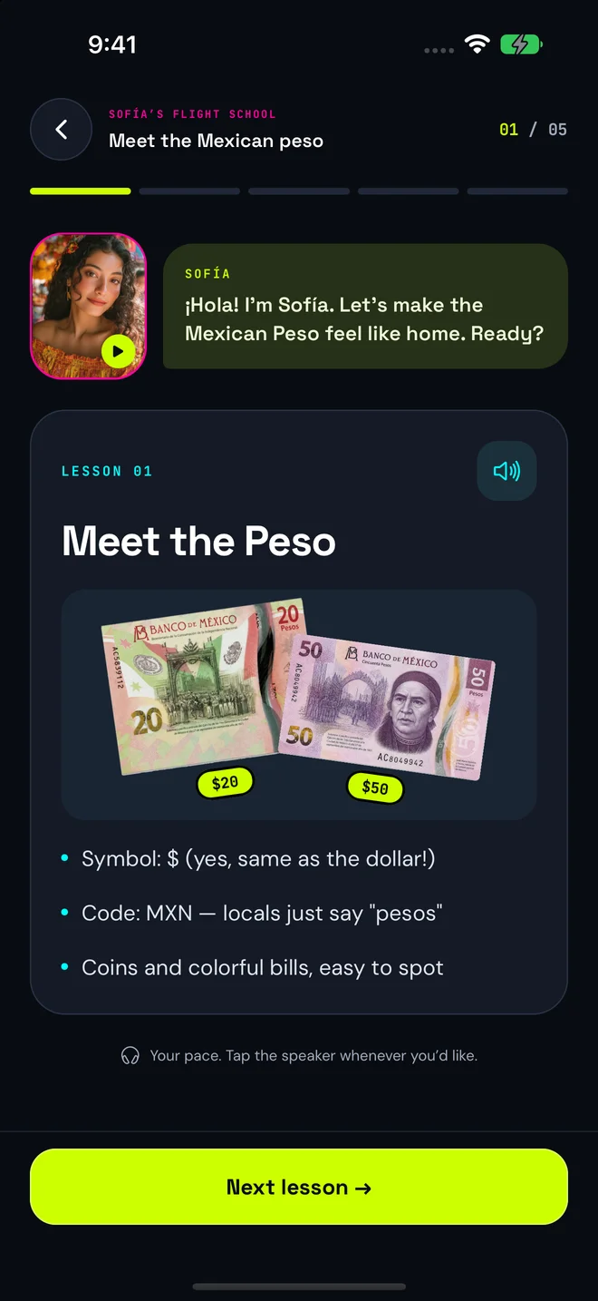 CurrencyQuest lesson screen